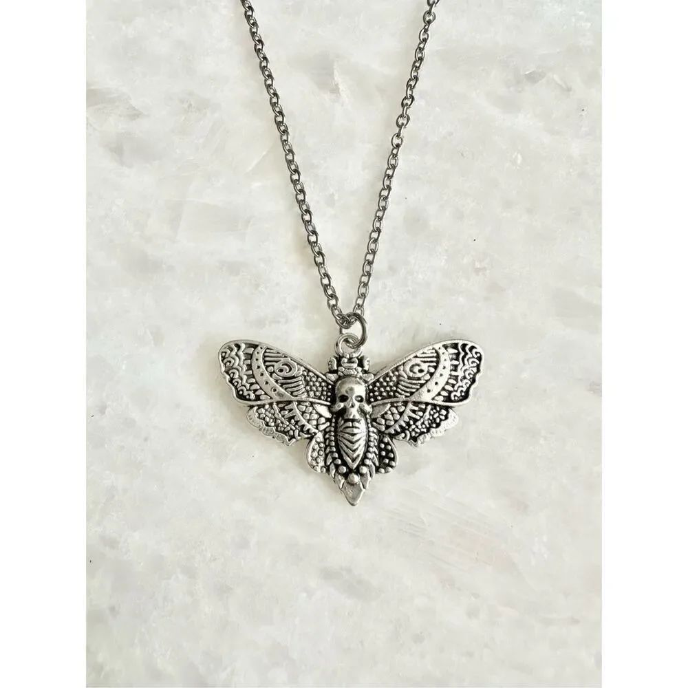 Silence of the lambs death head moth pendant Halloween necklace